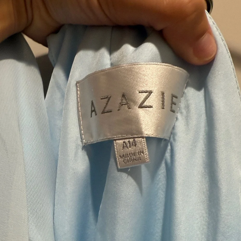 Light Blue Cowl Neck Spaghetti Strap Maxi Dress - Azazie Daenerys Sky Blue - Picture 2 of 3